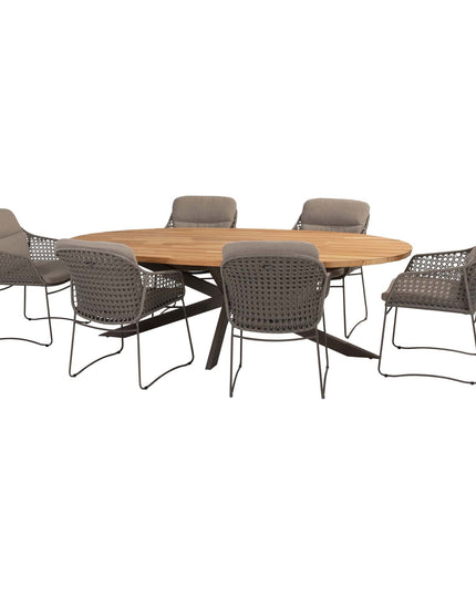 4 Seasons Outdoor Moretti High Back Speisestuhl + Geschmack 4SO Prado Teaktisch Oval 240 cm Terre Ondem