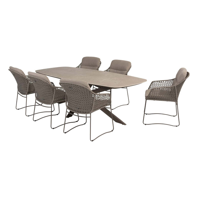 4 Seasons Outdoor Moretti High Back Speisestuhl + Geschmack 4SO Prado Tisch mit Keramiktisch Top Barrel Terre 240 cm
