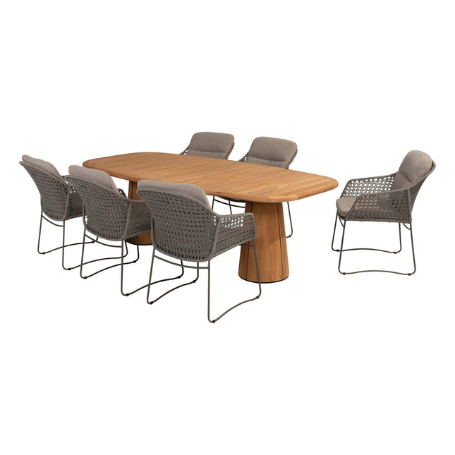 4 Seasons Outdoor Moretti High Back Speisestuhl + Geschmack 4SO Capri Tisch-Fass-Form-Teak 240 cm