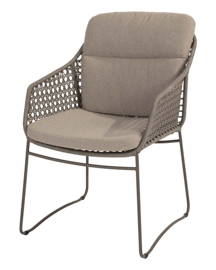 4 Seasons Outdoor Moretti high back dining stoel + Taste 4SO Capri tafel barrel-vorm teak 240 cm