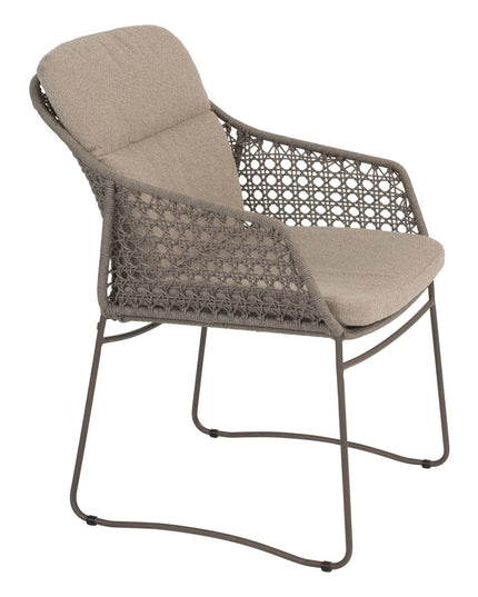 4 Seasons Outdoor Moretti high back dining stoel + Taste 4SO Capri tafel barrel-vorm teak 240 cm