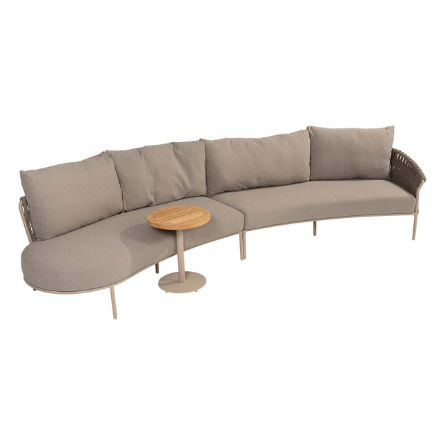 4 Seasons Outdoor Comino loungebank + Volta bijzettafel 45 Ø cm latte