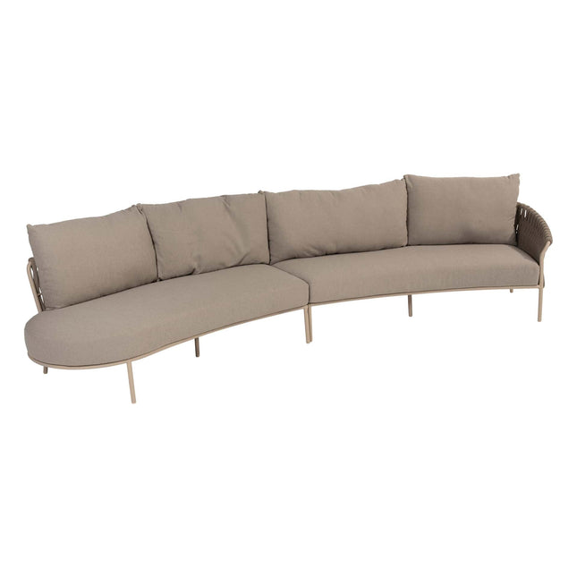 4 Seasons Outdoor Comino loungebank + Volta bijzettafel 45 Ø cm latte