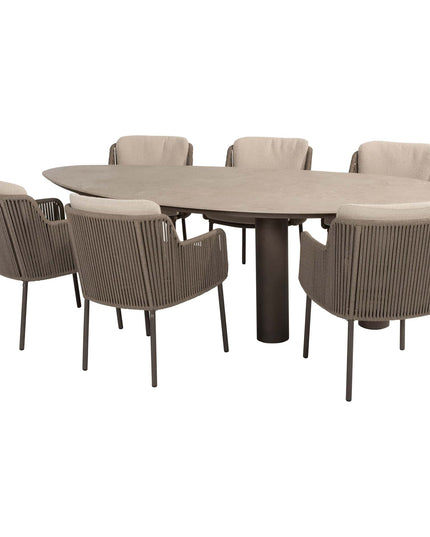 4 Seasons Outdoor Bernini Essstuhl + Arizona Tisch Keramikblatt Kieselform 240 cm