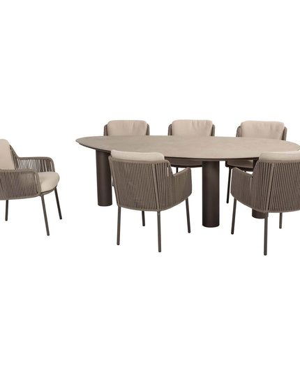 4 Seasons Outdoor Bernini Essstuhl + Arizona Tisch Keramikblatt Kieselform 240 cm
