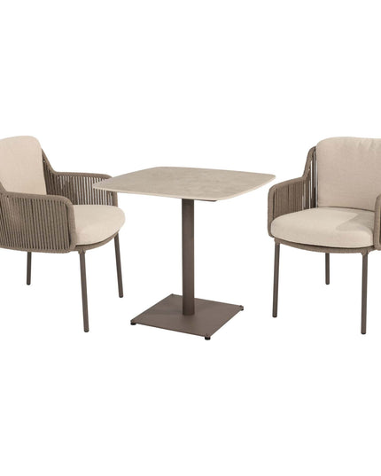 4 Seasons Outdoor Bernini Essstuhl Terre + Vermont Esstisch mit Keramiktisch Top Terre 75 x 75 cm
