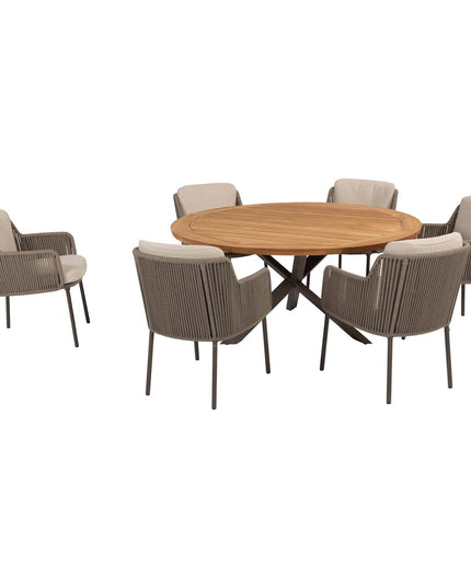 4 Seasons Outdoor Bernini Essstuhl + Geschmack 4SO Prado Teak Tabelle 160 Ø CM Terre Ondel