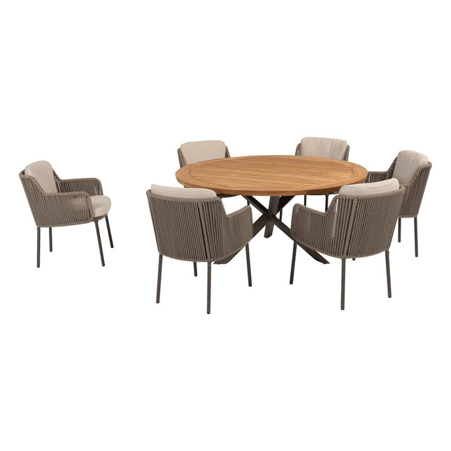 4 Seasons Outdoor Bernini Essstuhl + Geschmack 4SO Prado Teak Tabelle 160 Ø CM Terre Ondel