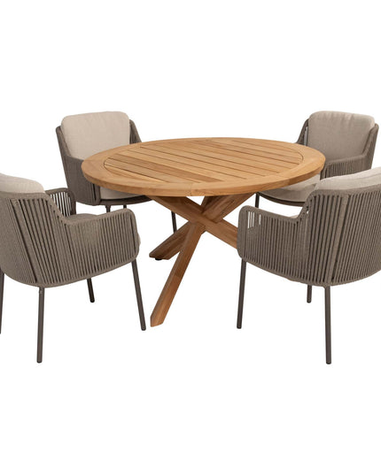 4 Seasons Outdoor Bernini Essstuhl + Geschmack 4SO Prado Teak Tabelle 130 Ø CM