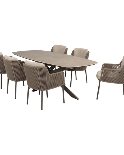 4 Seasons Outdoor Bernini dining stoel + Taste 4SO Prado tafel met keramisch tafelblad barrel terre 240 cm