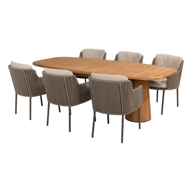 4 Seasons Outdoor Bernini Essstuhl + Geschmack 4SO Capri Tisch-Fass-Form-Teak 240 cm