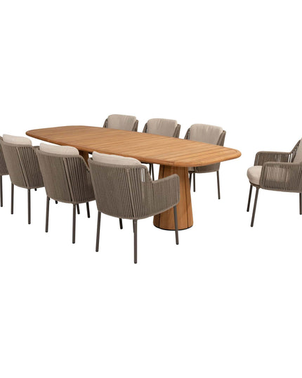4 Seasons Outdoor Bernini Essstuhl + Geschmack 4SO Capri Tisch-Fass-Form-Teak 280 cm