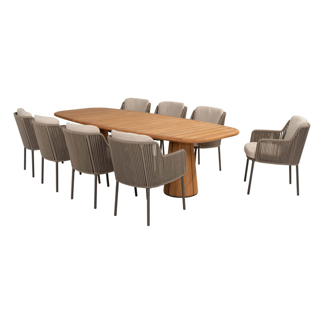 4 Seasons Outdoor Bernini Essstuhl + Geschmack 4SO Capri Tisch-Fass-Form-Teak 280 cm
