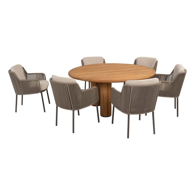 4 Seasons Outdoor Bernini Essstuhl + Geschmack 4SO Korsica Tisch Teak 160 Ø CM