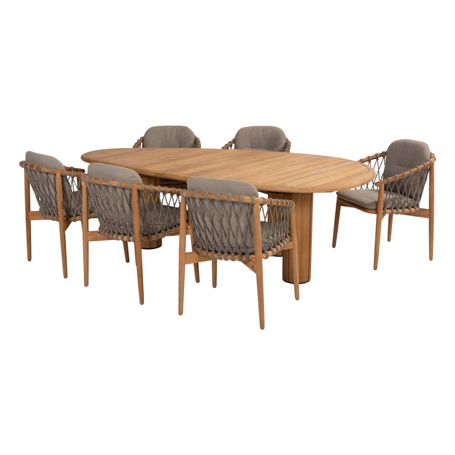 4 Seasons Outdoor Nora Essstuhl + Geschmack 4SO Corsica Tisch Kieselform Teak 240 cm