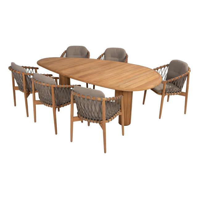 4 Seasons Outdoor Nora Essstuhl + Geschmack 4SO Corsica Tisch Kieselform Teak 240 cm