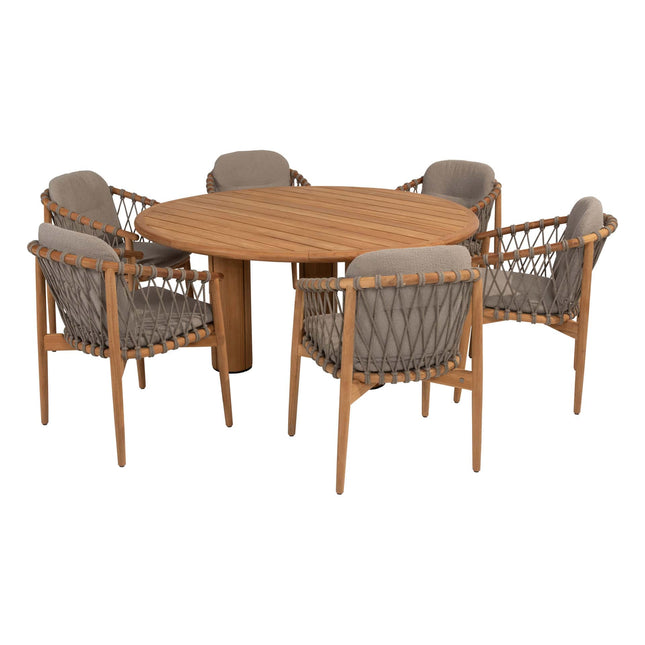 4 Seasons Outdoor Nora Essstuhl + Geschmack 4SO Korsica Tisch Teak 160 Ø CM