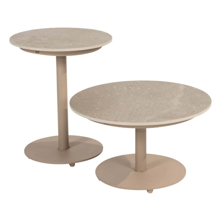4 Seasons Outdoor Boaz bijzettafel met keramisch tafelblad, centrale poot latte 45 cm. Ø (H 55)