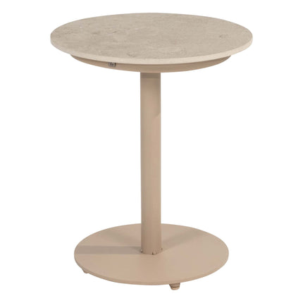 4 Seasons Outdoor Boaz bijzettafel met keramisch tafelblad, centrale poot latte 45 cm. Ø (H 55)
