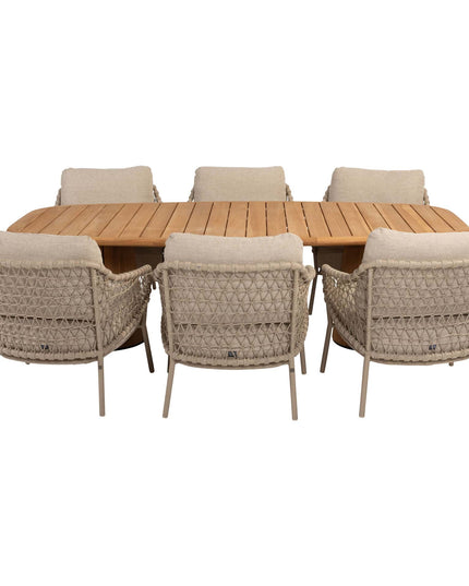 4 Seasons Outdoor Tuinset Sardinia low dining stoel + Taste 4SO Capri low dining tafel barrel-vorm teak 240 x 110 cm