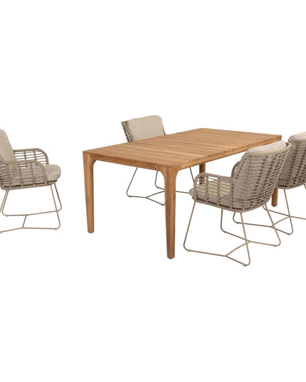 4 Seasons Outdoor Fabrice dining stoel latte + Taste 4SO Liam eettafel teak 180 cm
