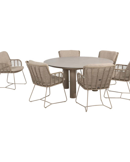 4 Seasons Outdoor Fabrice Essstuhl Latte + Geschmack 4SO Donato Tisch Keramik Latte 160 Ø cm