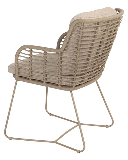 4 Seasons Outdoor Fabrice Essstuhl Latte + Geschmack 4SO Manolo Tisch Latte mit bedrucktem Keramiktisch Top 240 cm