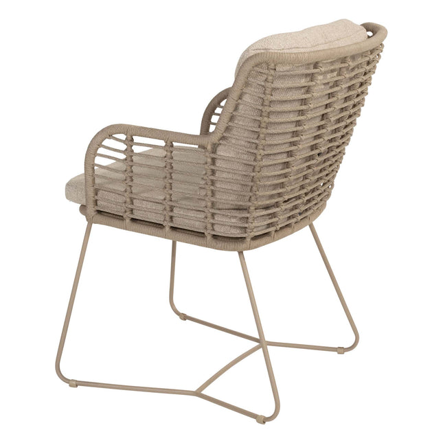 4 Seasons Outdoor Fabrice dining stoel latte + Taste 4SO Manolo tafel latte met geprint keramiek tafelblad 240 cm