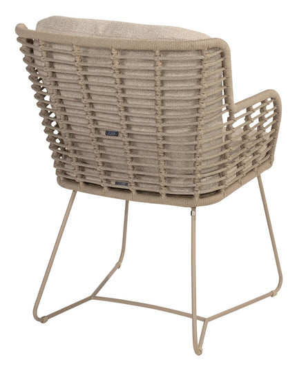 4 Seasons Outdoor Fabrice Essstuhl Latte + Geschmack 4SO Manolo Tisch Latte mit bedrucktem Keramiktisch Top 240 cm