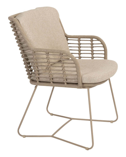 4 Seasons Outdoor Fabrice Essstuhl Latte + Geschmack 4SO Manolo Tisch Latte mit bedrucktem Keramiktisch Top 240 cm