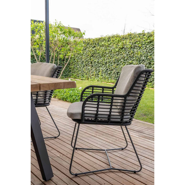 4 Seasons Outdoor Fabrice dining antraciet + Taste 4SO Fiesta bistrotafel 90 Ø cm