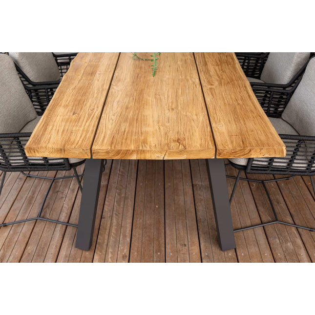Taste 4SO Belmond Essstuhl Anthrazit + Erster Fluss Waldtisch Teak/Alu 240 cm