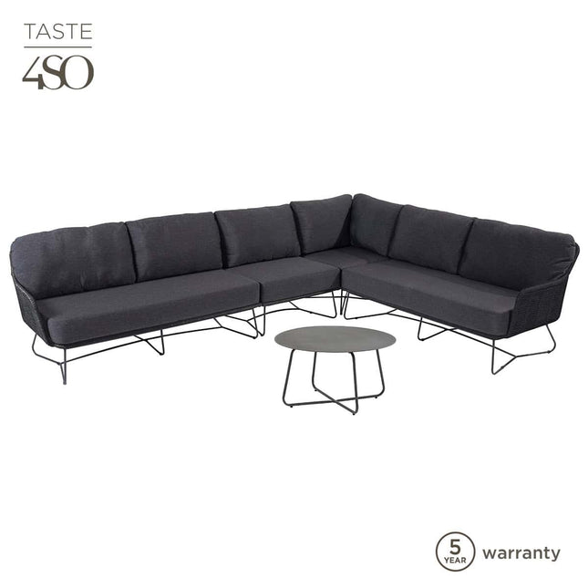 Taste 4SO Belmond hoekbank + center + Dali salontafel 73 Ø cm