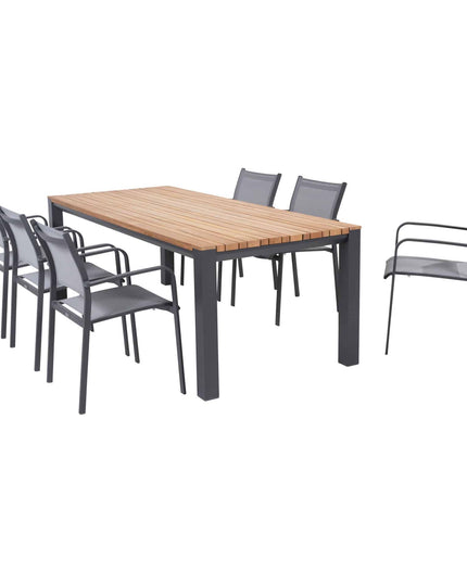 Taste 4SO Tosca Dining Anthrazit + Ridge Teak Tabelle 220 cm