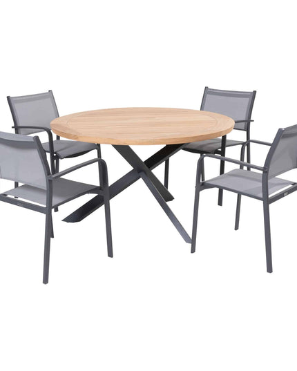 Taste 4SO Tosca Dining Anthrazit + Prado Teak Tabelle 130 Ø cm