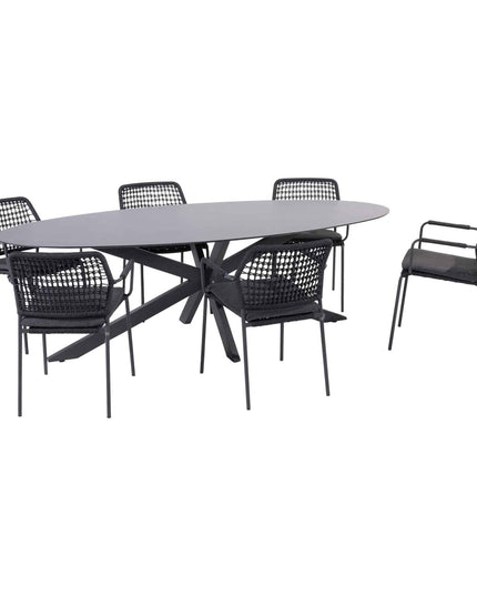 Taste 4SO Barista Dining Anthrazit + 4 Seasons Outdoor privada tisch HPL oval 240 cm