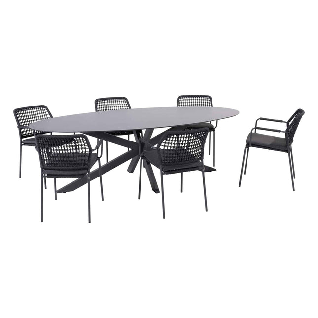 Taste 4SO Barista Dining Anthrazit + 4 Seasons Outdoor privada tisch HPL oval 240 cm