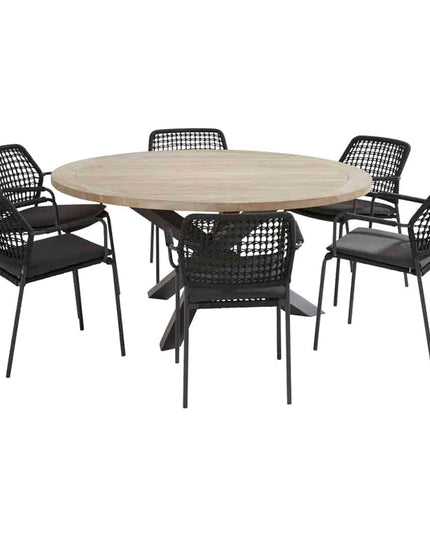 Taste 4SO Barista dining antraciet + Louvre teak tafel 160 Ø cm
