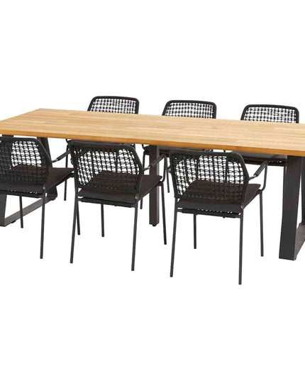 Taste 4SO Barista Dining Anthrazit + Basso Teaktabelle 240 cm
