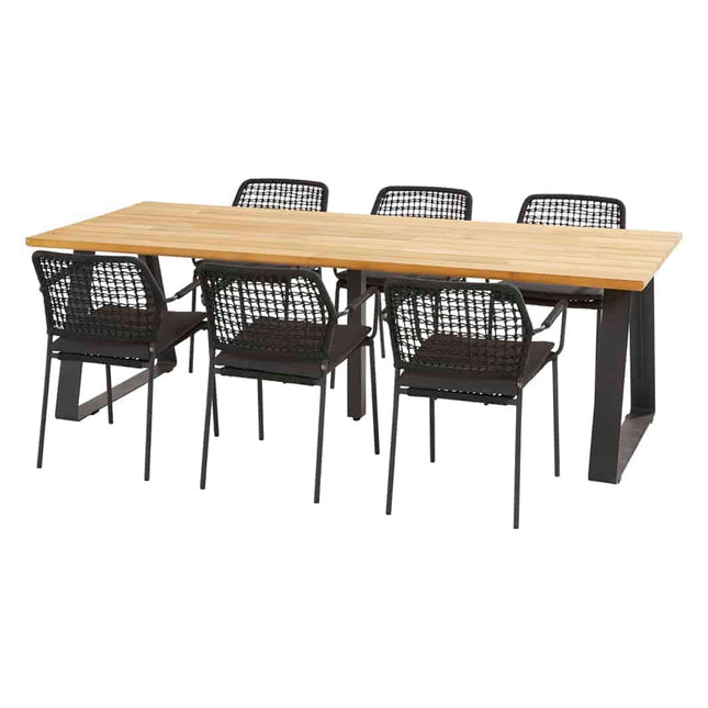 Taste 4SO Barista dining antraciet + Basso teak tafel 240 cm