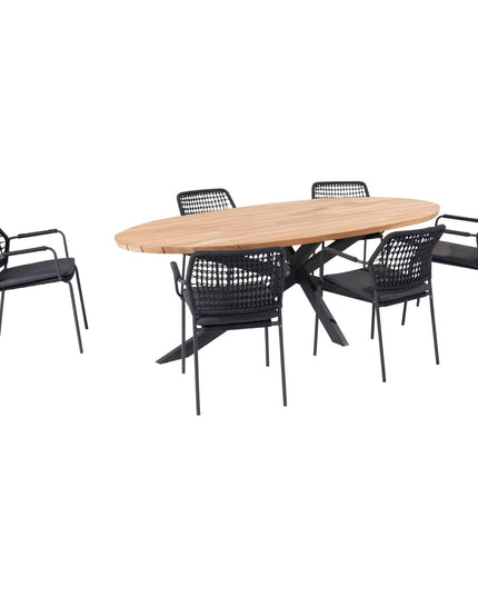 Taste 4SO Barista dining antraciet + Prado tafel ovaal 240 cm antraciet onderstel