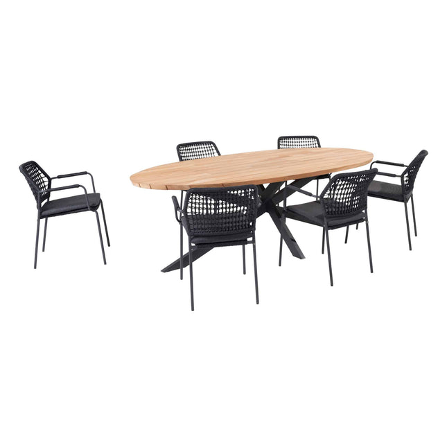 Geschmack 4SO Barista Ess Anthrazit + Prado Tisch Oval 240 cm Anthrazit -Chassis