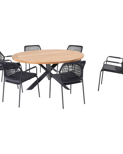 Taste 4SO Barista Dining Anthrazit + Prado Teak Tabelle 160 Ø cm