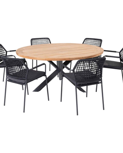 Taste 4SO Barista Dining Anthrazit + Prado Teak Tabelle 160 Ø cm