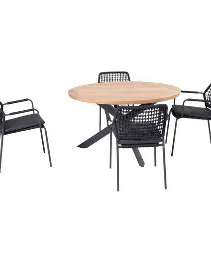 Taste 4SO Barista Dining Anthrazit + Prado Teaktabelle 130 Ø cm