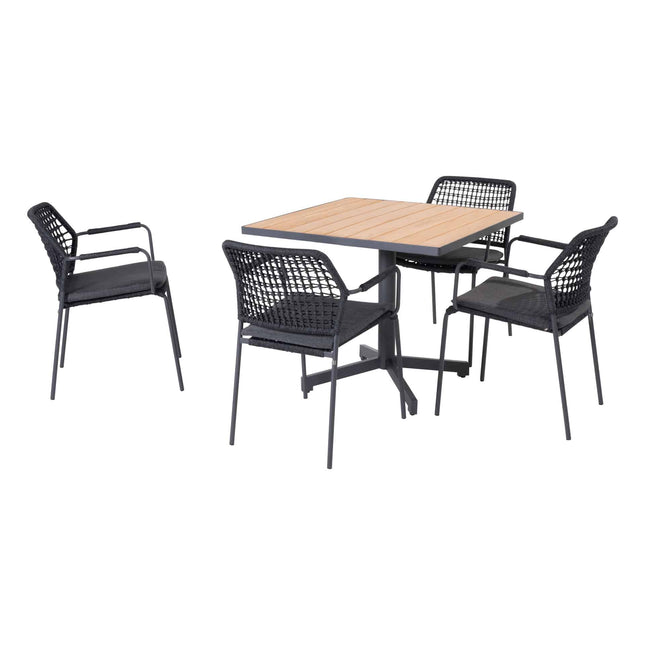 Taste 4SO Fiesta tafel met teak tafelblad 90 x 90 cm