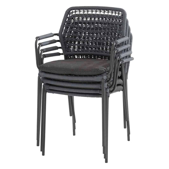 Taste 4SO Barista Dining Anthrazit + Prado Teaktabelle 130 Ø cm