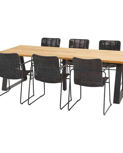Taste 4SO Palma Dining Anthrazit + Basso Teaktabelle 240 cm