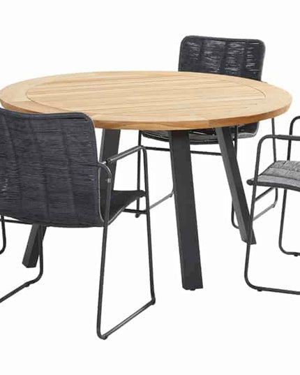 Taste 4SO Palma Dining Anthrazit + Botschafter Teaktabelle 130 Ø CM