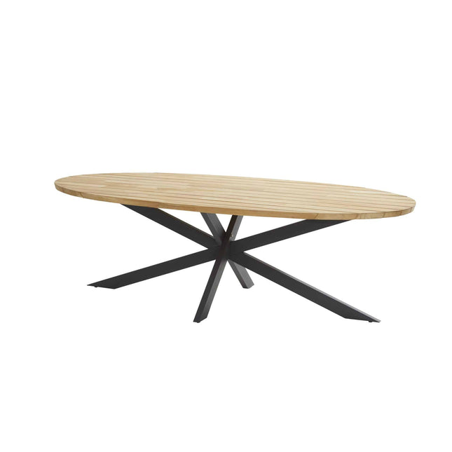 Taste 4SO Parma stapelbare dining + Prado teak tafel ovaal 240 cm